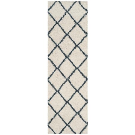 Flowers First 2 ft. 3 in. x 8 ft. Hudson Shag Power Loomed Runner Rug, Ivory & Slate Blue FL1881774